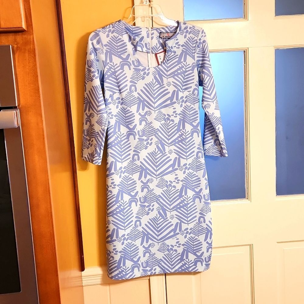 CK Bradley Periwinkle Blue Print Elbow-Sleeve Dress Size XS NWT